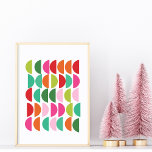Poster Na moda Geométrico Trabalho de arte Vermelho Cor-d<br><div class="desc">Um design gráfico divertido e geométrico de meio círculo numa paleta de cores brilhantes de vermelho,  rosa,  laranja e verde</div>