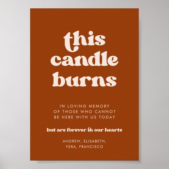 Poster Na moda Laranja Esta Vela Queima Memorial de Casam (Frente)