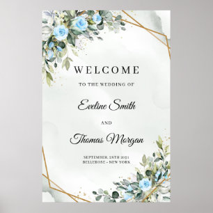 Poster Na moda luz pastel azul rosa verde casamento