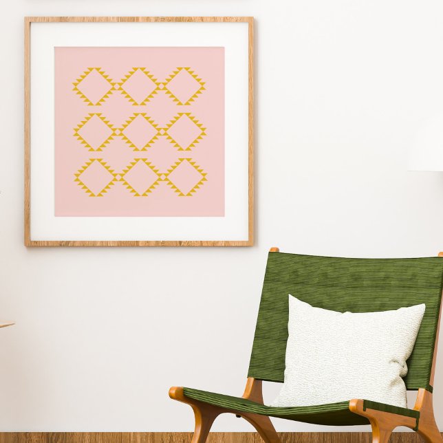 Poster Na moda Modern Farmhouse Geométrico Blush Rosa (Criador carregado)