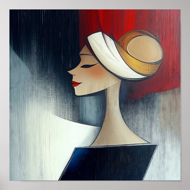 Poster Na moda moderna, elegante Abstrato linda mulher (Frente)