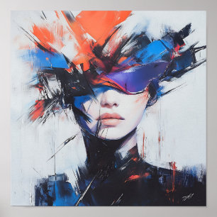 Poster Na moda moderno Arco-Íris Abstrato Bela Mulher