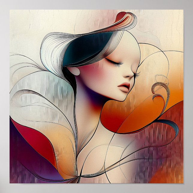 Poster Na moda moderno Arco-Íris Abstrato Bela Mulher (Frente)
