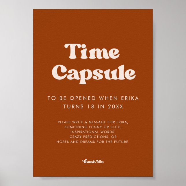 Poster Na moda Orange Time Capule primeiro aniversario (Frente)