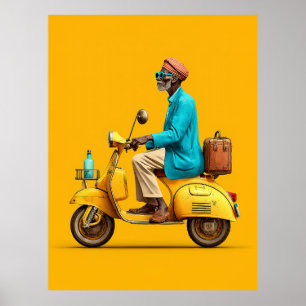 Poster Na moda Patinete Retro