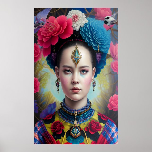 Poster Na moda princesa com roupa de tartan (Frente)