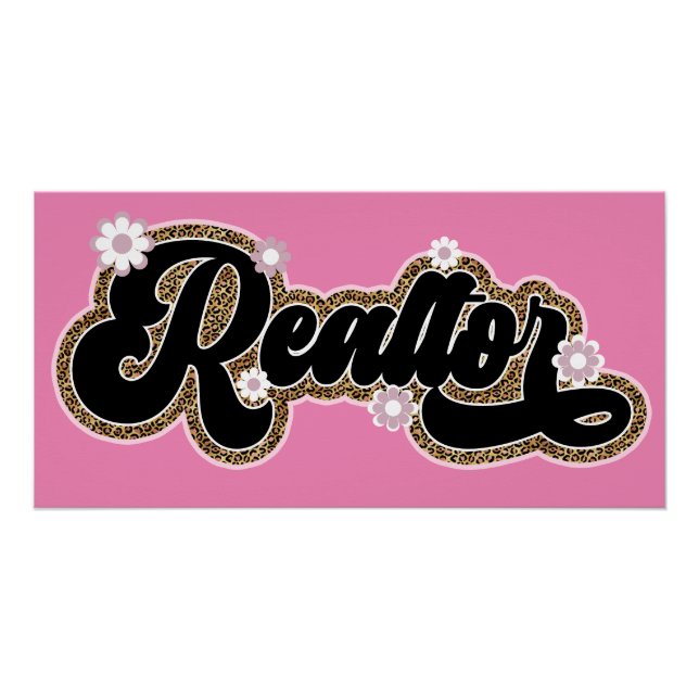 Póster Na moda Realtor Girl Glitter Floral Glossy Poster (Frente)