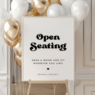 Poster Na moda retro Black & White Open Seating Weding