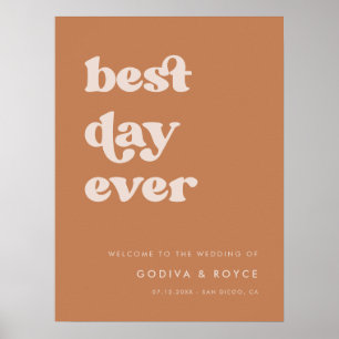 Poster Na moda retro Brown Best Day Ever Welcome