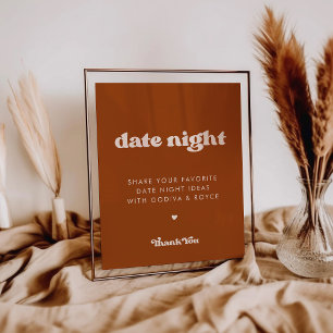 Poster Na moda retro Burnt Orange Data - sinal de ideias