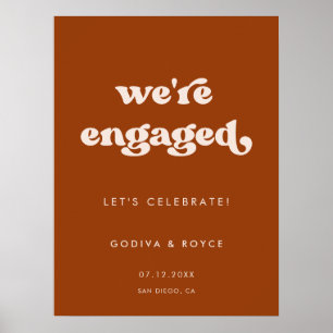 Poster Na moda retro Burnt Orange Estamos noivos