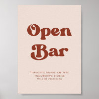 Na moda retro Painel de Bar Aberto Pink Casamento 