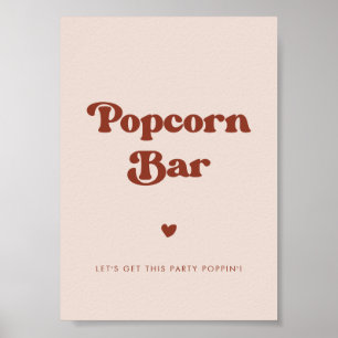 Poster Na moda retro Peach Pink Weding bar com pipoca