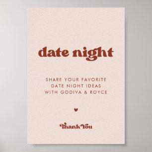 Poster Na moda retro Pêssego Pink Data - sinal de ideias