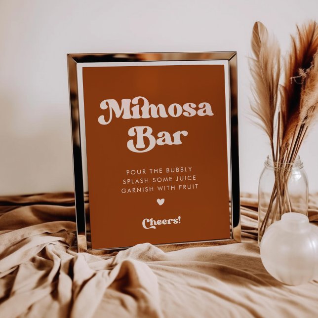 Poster Na moda retro sinal de bar Mimosa de Casamento Lar (Criador carregado)
