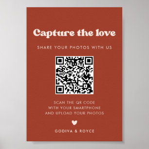 Poster Na moda retro Terracotta Capture o sinal de amor