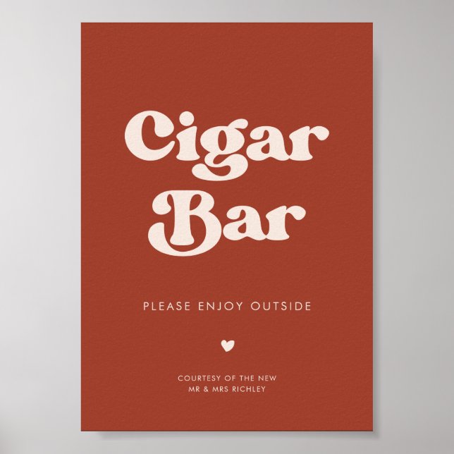 Poster Na moda retro Terracotta Sinal de Bar de Charuto d (Frente)