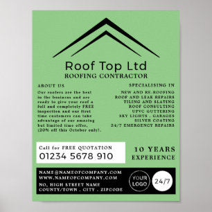 Poster Na moda Roof, Roofer, Anúncio do Contratante de Te