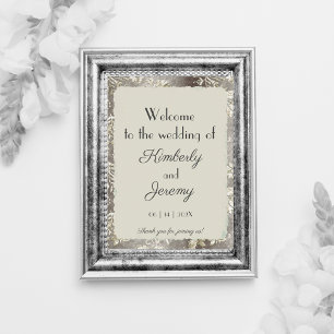 Poster Na moda Vintage Pewter Wedding Welcome