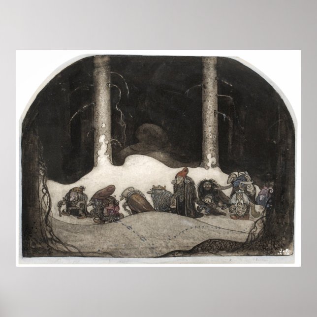 Poster Na Noite de Natal, 1913, por John Bauer Art (Frente)