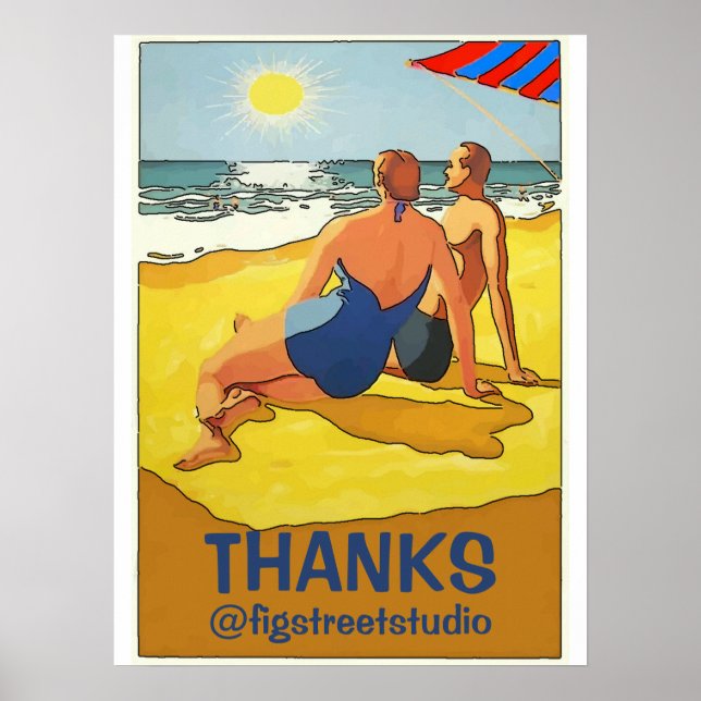 Poster Na praia, edite texto (Frente)
