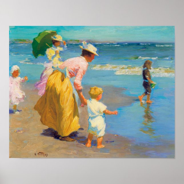 Poster Na praia por Edward Potthast art (Frente)