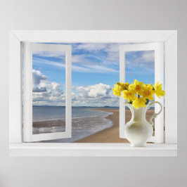 Póster Na Praia -- Vista da Janela Aberta com Narcisos