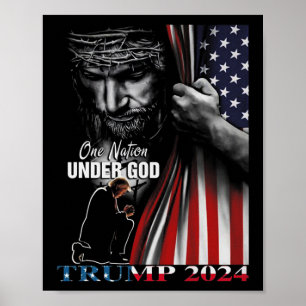 Poster Nação Sob Deus Trump 2024 Bandeira de Deus America