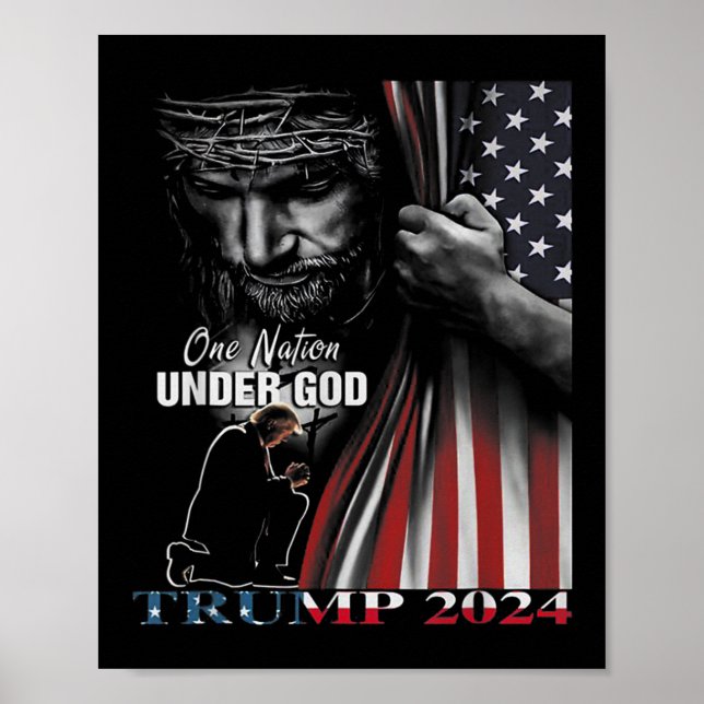 Poster Nação Sob Deus Trump 2024 God American Flag 1 (Frente)