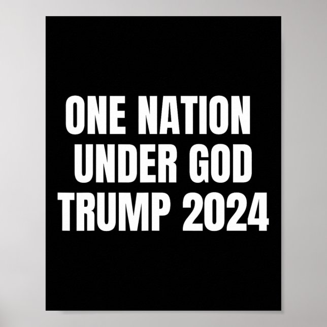 Poster Nação Sob Deus Trump 2024 God American Flag Jesu (Frente)