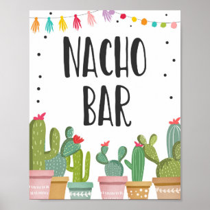 Poster Nacho Bar Sinal de Mesa de Comida mexicana Cactus