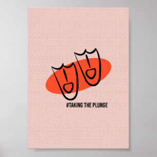 Poster Nadadeiras Taking The Plunge - Mergulho Minimalist
