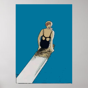 Poster Nadador, abstrato no conselho, adicionar texto