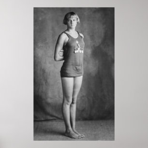 Póster Nadador olímpico do campeão, 1920