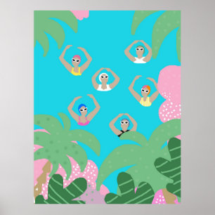 Poster Nadadores Artísticos   Ilustração da natação artís