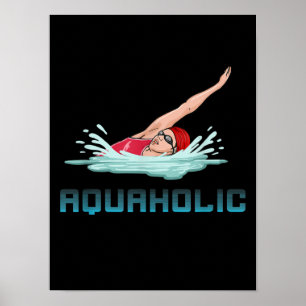 Poster Nadar Boné Óculos Natação Adorando Menina Nadadora