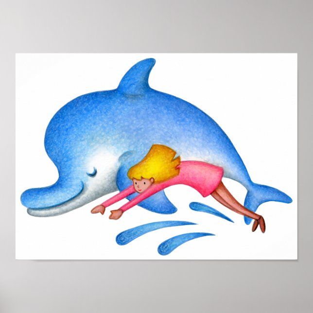 Poster Nadar com golfinhos. (Frente)