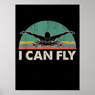 Poster Nadar Eu Posso Voar Com Engraçadinho Nadando Pres