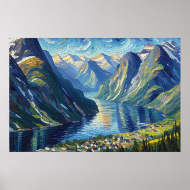 Poster Næ røyfjord Oil Painting (Frente)