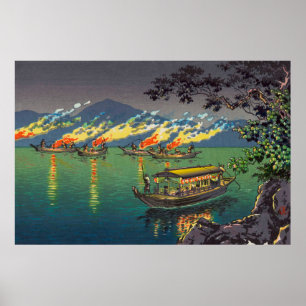 Poster Nagaragawa Cormorant Fisheries by Tsuchiya Koitsu