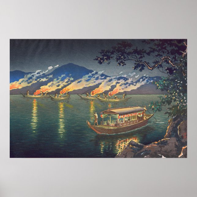 Póster Nagaragawa Cormorant Fisheries Tsuchiya Koitsu (Frente)