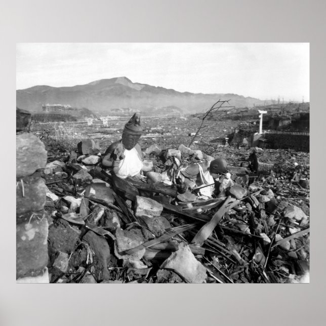 Póster Nagasaki Japão após a bomba atômica (Frente)