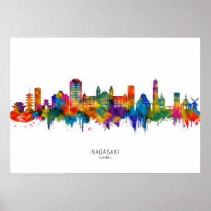 Poster Nagasaki Japão Skyline