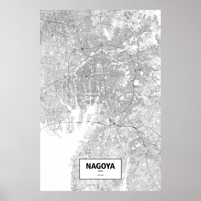 Poster Nagoya, Japão (preto no branco) (Frente)