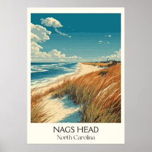 Poster Nags Head North Carolina Vintage Beach Dunes Art