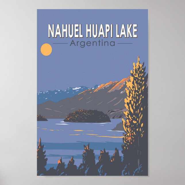 Poster Nahuel Huapi Lake Argentina Viagem Art Vintage (Frente)
