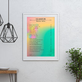 Poster Nail Tech Price List Colorida Abstrato Watercolor