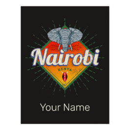 Póster Nairobi Capital Kenya Elephant Vintage Africa