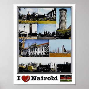 Poster Nairobi - Eu Amo Mosaico - Skyline - Panorama