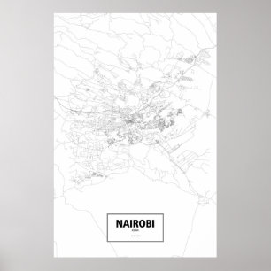 Poster Nairobi, Kenya (preto no branco)